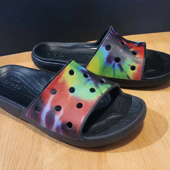 Youth 6 Tie Dye Crocs Slides - Picture 1 of 3